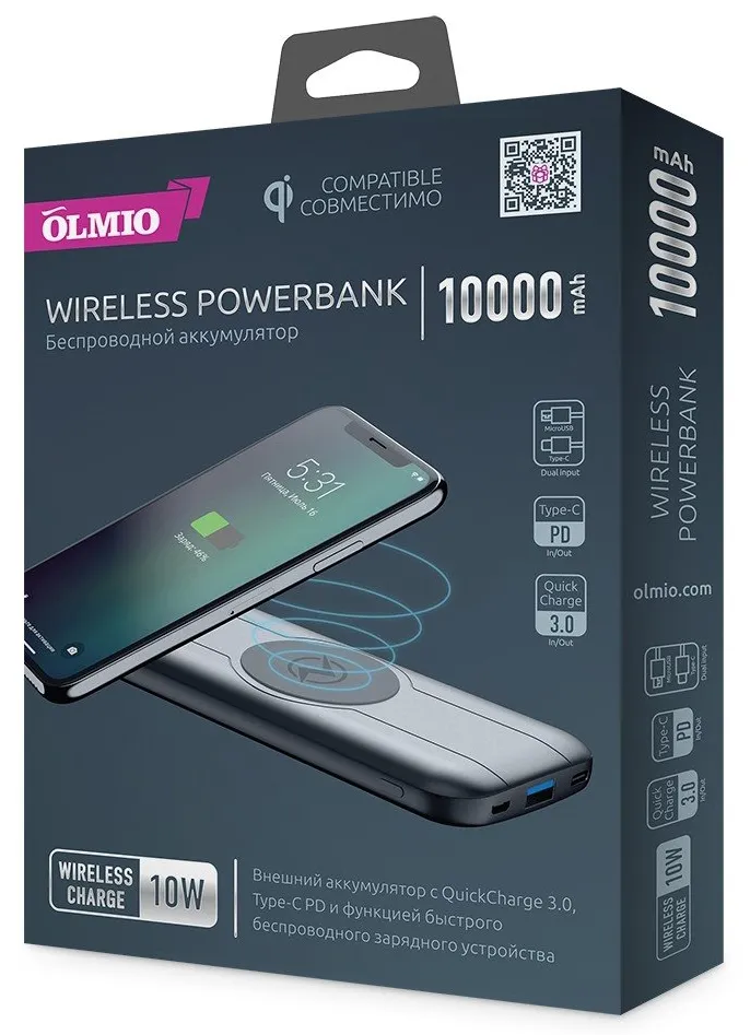 Внешний аккумулятор Olmio QW-10
