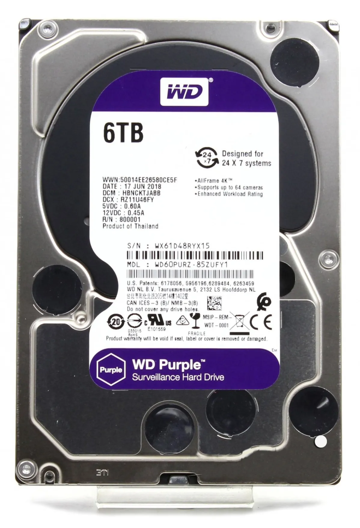 Жесткий диск 6TB WD Purple WD60EJRX