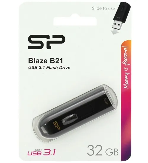 USB флешка 32GB Silicon Power Blaze B21 SP032GBUF3B21V1K USB 3.1 black