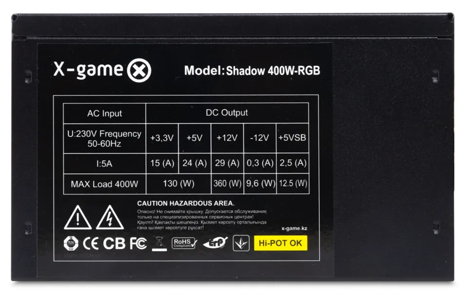 Блок питания X-Game Shadow 400W-RGB