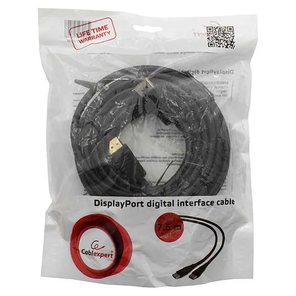 Кабель SVGA, Cablexpert CC-DP2-7.5M, 7.5м, черный