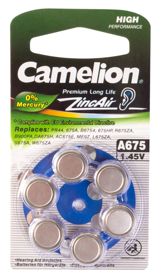 Батарейка CAMELION A675-BP6(0%Hg)