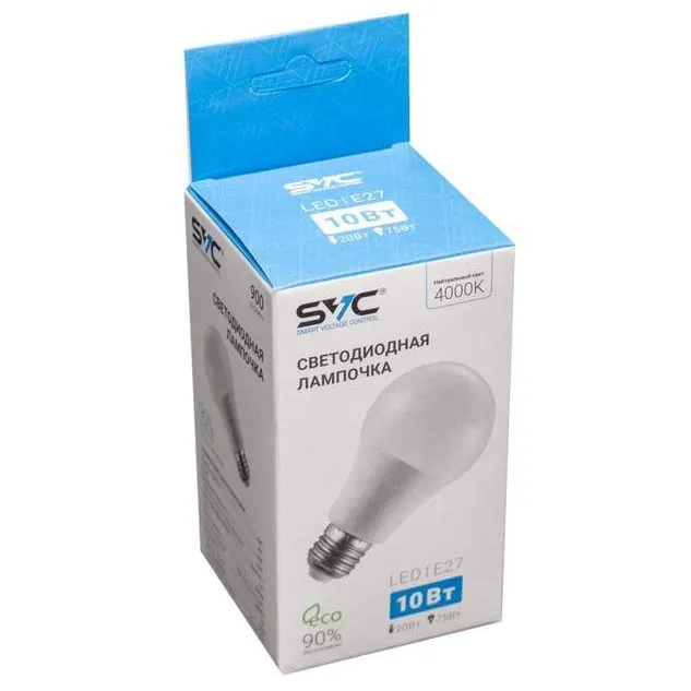 LED Лампа SVC LED A60-10W-E27-4000K