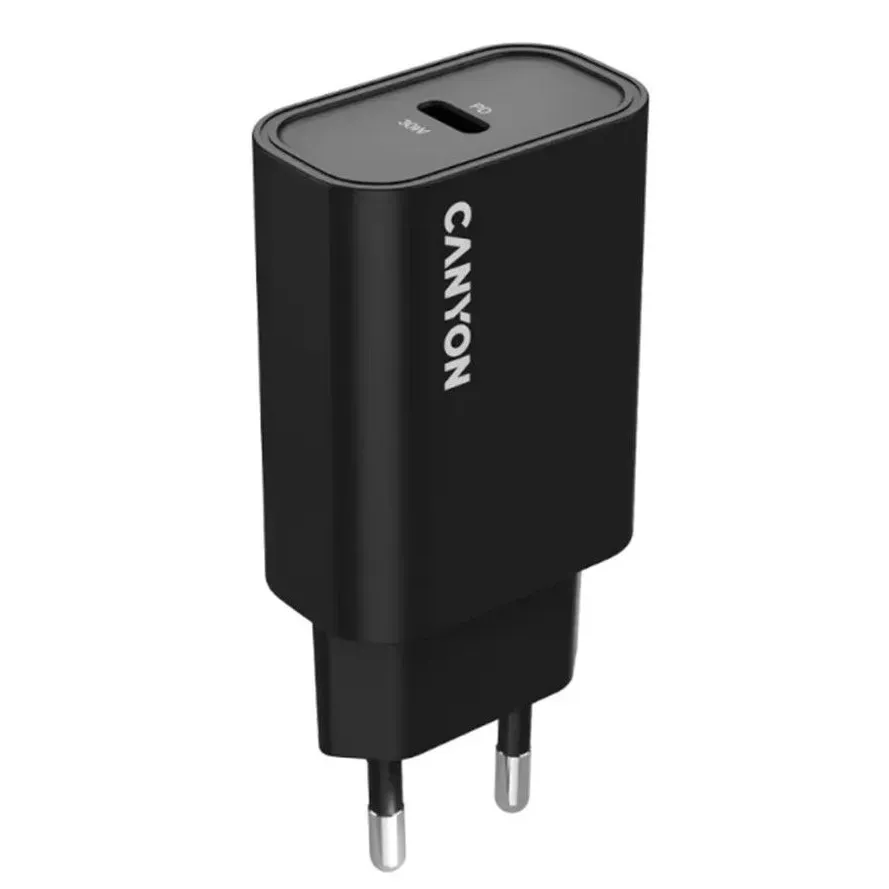 Сетевое зарядное устройство Canyon OnCharge 30CL Max Power 30W 1xPD EU Black