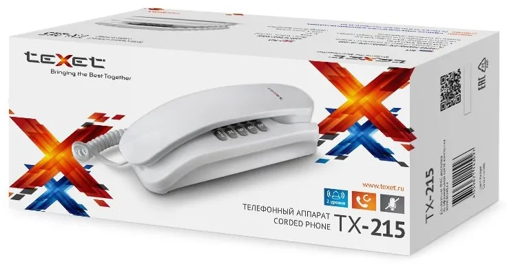 Телефон проводной Texet TX-215 Белый
