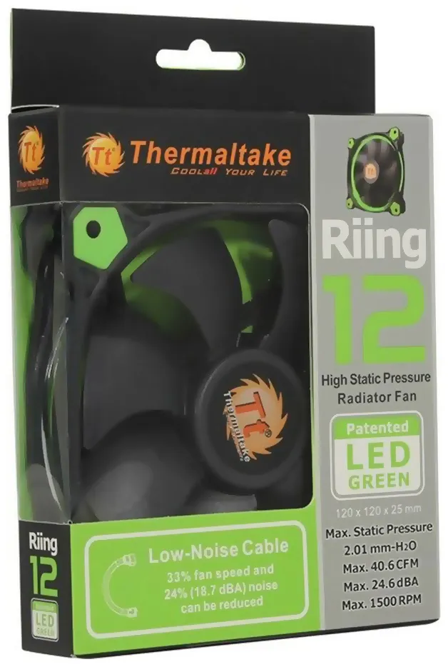 Кулер для кейса Thermaltake Riing 12 LED Green CL-F038-PL12GR-A