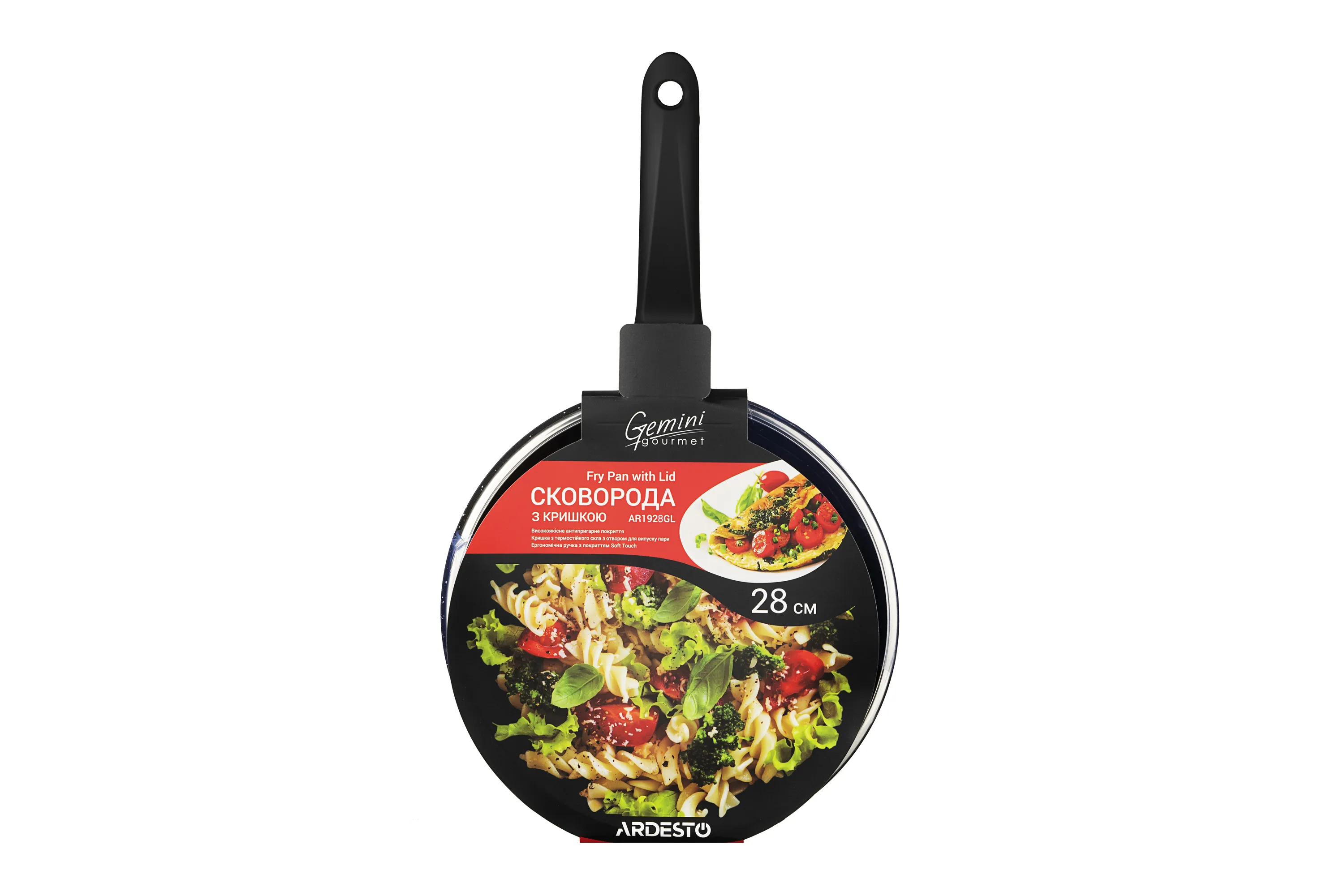 Сковорода Ardesto Gemini Gourmet с крышкой, 28 см, черный, алюминий AR1928GL