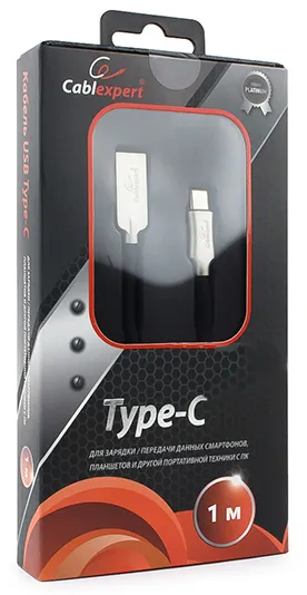 Кабель USB Type A-C Cablexpert CC-P-USBC02Bk-1M