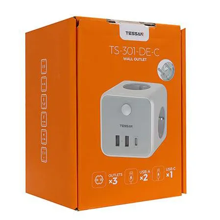 Сетевой фильтр + зарядка Tessan TS-301-DE-C