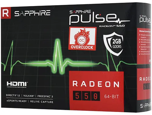 Видеокарта 2 GB Sapphire Pulse RX 550 OC 11268-21-20G