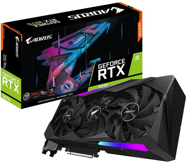 Видеокарта 8Gb Gigabyte RTX3070 AORUS MASTER GV-N3070AORUS M-8GD 2.0
