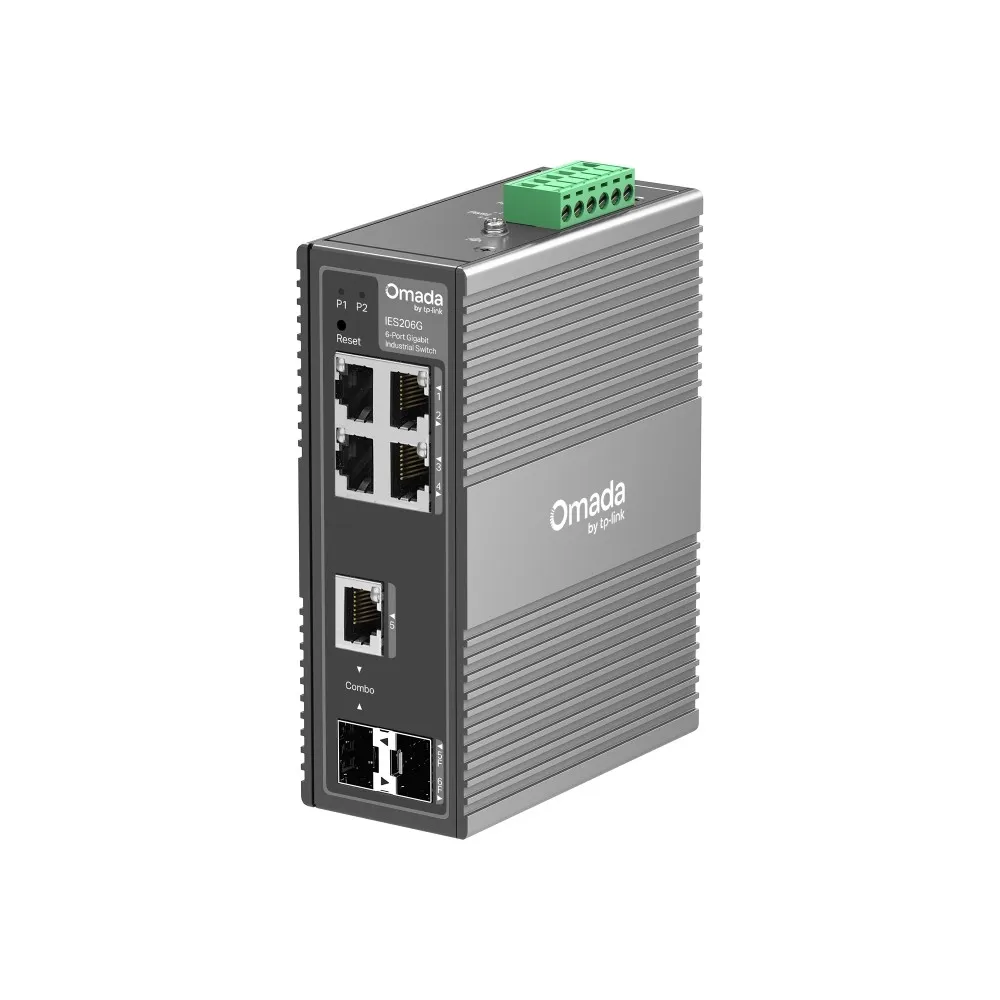 Коммутатор индустриальный Easy управляемый GbE  6-портовый Tp-Link IES206G <4× порта RJ45 10/100/1000 Мбит/с, 1× гигабитный порт SFP/RJ45 Combo, 1× гигабитный слот SFP, 15KB Jumbo frame, MTU/Port/Tag VLAN, IGMP Snooping, Fast Leave, Link Aggregation, Port