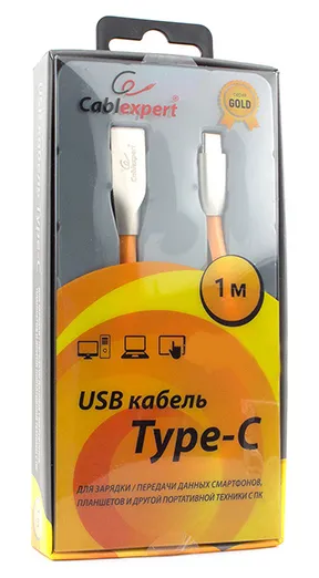 Кабель USB Type A-C Cablexpert CC-G-USBC01O-1M