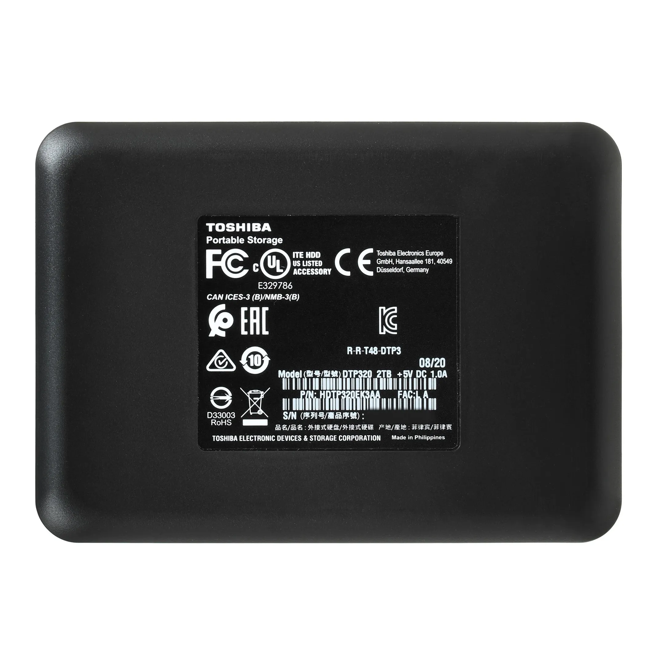 Внешний HDD Toshiba Canvio Ready 2TB HDTP320EK3AA черный