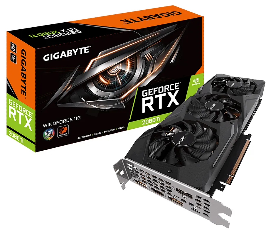 Видеокарта 11Gb Gigabyte RTX2080Ti WINDFORCE GV-N208TWF3-11GC