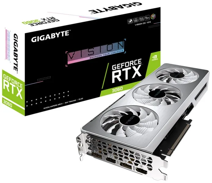 Видеокарта 12 GB Gigabyte RTX 3060 GV-N3060VISION OC-12GD
