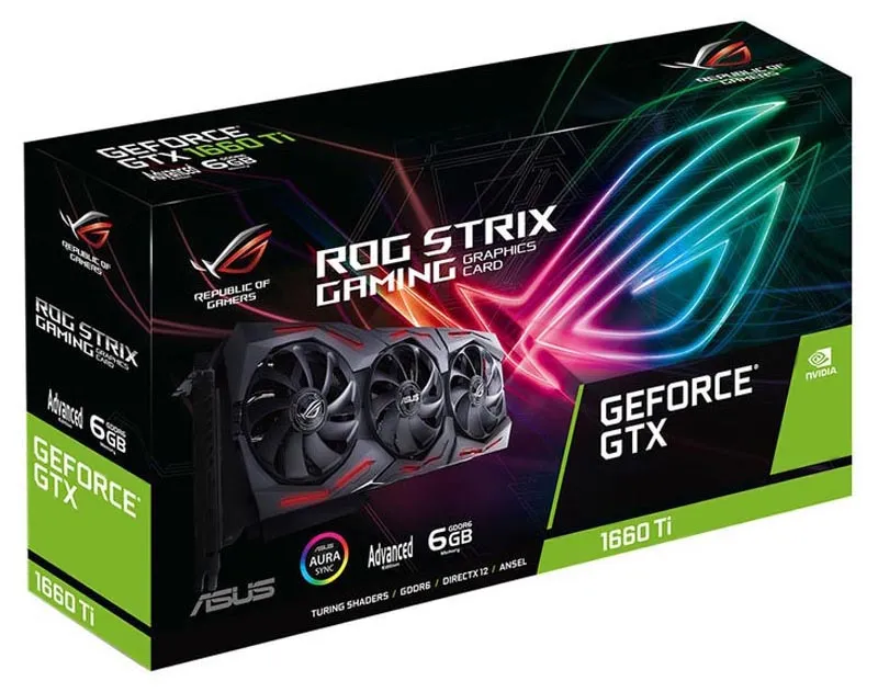Видеокарта 6Gb Asus GTX1660Ti ROG-STRIX-GTX1660TI-A6G-GAMING