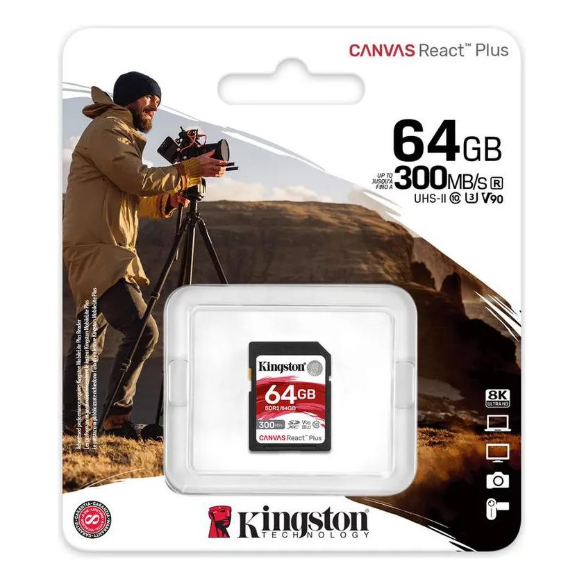 Карта памяти SD 64GB Kingston Canvas React Plus SDR2/64GB