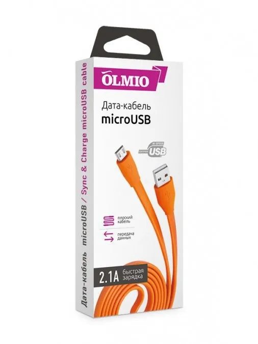 Кабель OLMIO USB 2.0 - microUSB 1м оранжевый