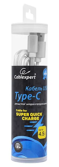Кабель USB Type A-C Cablexpert CC-U-USBC01S-1.8M