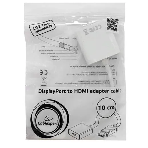 Переходник DisplayPort - HDMI Cablexpert A-DPM-HDMIF-002-W, White, OEM