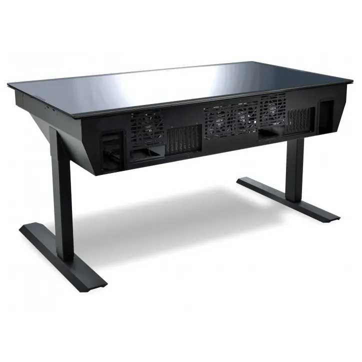 Корпус-стол Lian Li DK-05FX (с возможностю установки одновременно 2-х материнских плат), RGB-Led подсветка, E-ATX/ATX/M-ATX, 8x3.5", 2x2.5" USB 3.1 (TYPE-C)/USB3.0x4, наушники, микрофон, поверхность из закаленного стекла, регулировка высоты с помощью серв