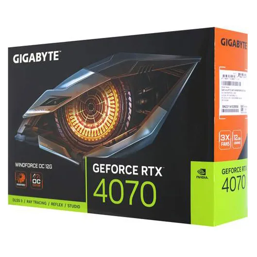 Видеокарта 12 GB Gigabyte RTX 4070 OC GV-N4070WF3OC-12GD