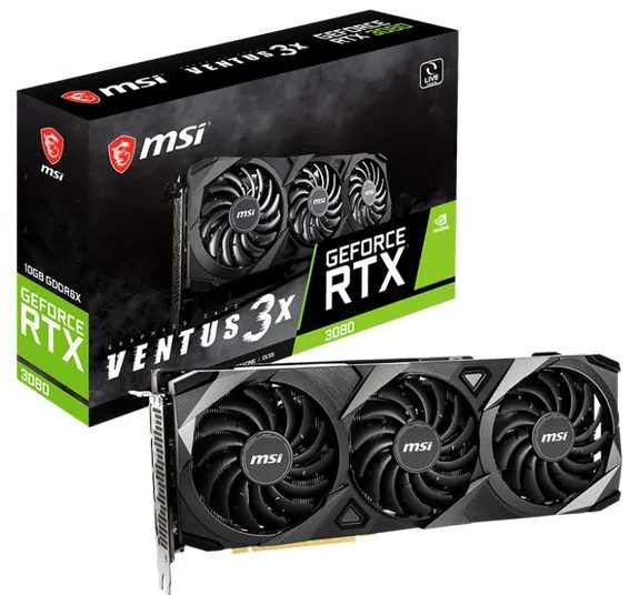 Видеокарта 10Gb MSI RTX 3080 VENTUS 3X 10G OC LHR