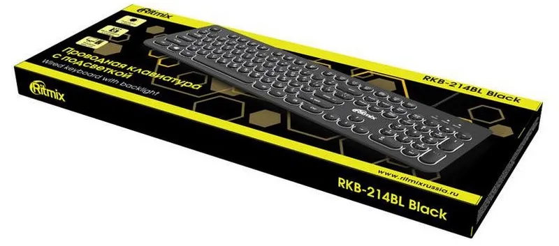 Клавиатура Ritmix RKB-214BL black rus/lat