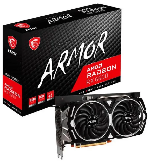 Видеокарта 8 GB MSI RX 6600 ARMOR 8G