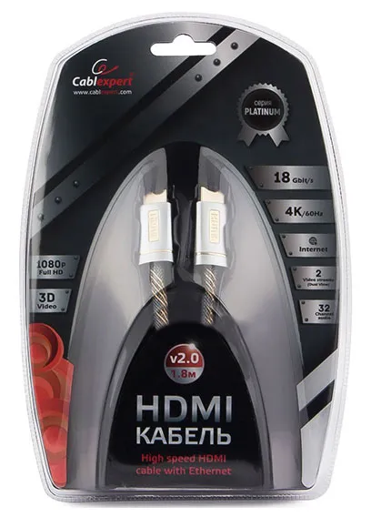 Кабель SVGA, HDMI to HDMI, 1.8m, Cablexpert CC-P-HDMI02-1.8M