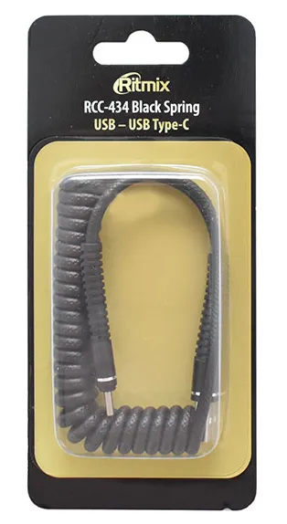 Кабель USB Type A-C Ritmix RCC-434 Black Spring
