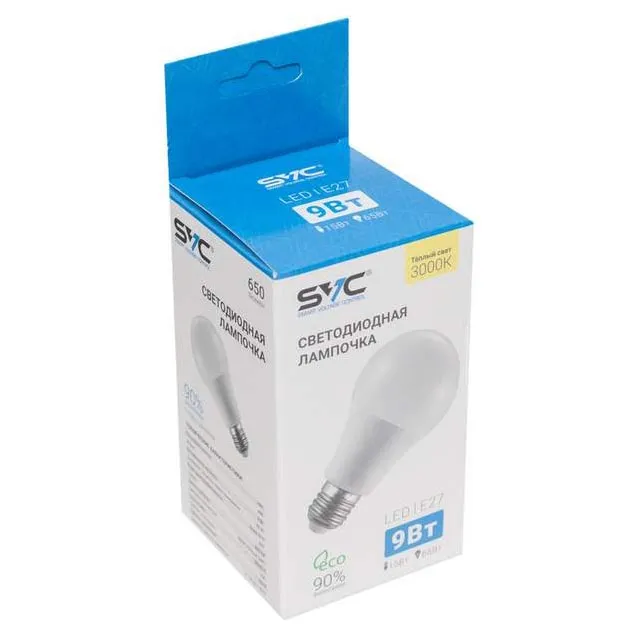 LED Лампа SVC LED A60-9W-E27-3000K
