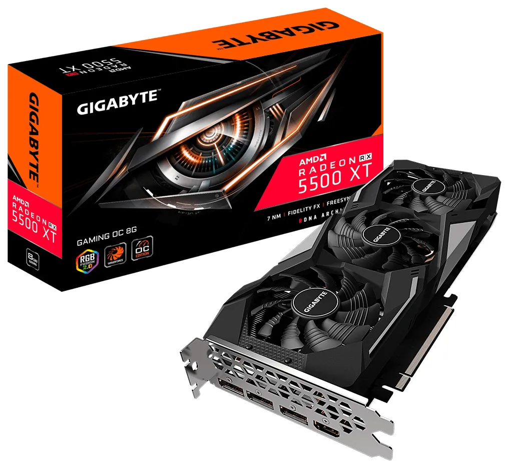 Видеокарта Gigabyte Radeon RX 5500 XT GAMING OC GV-R55XTGAMING OC-8GD
