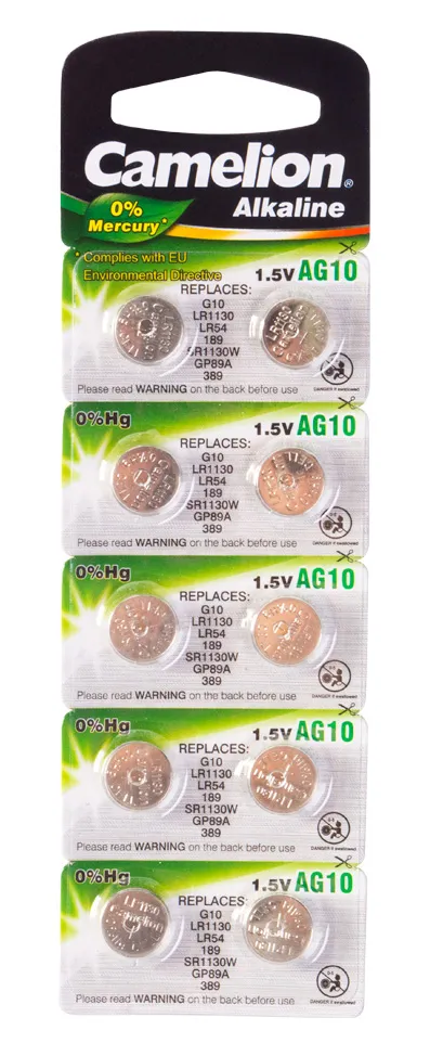 Батарейка CAMELION AG10-BP10(0%Hg)