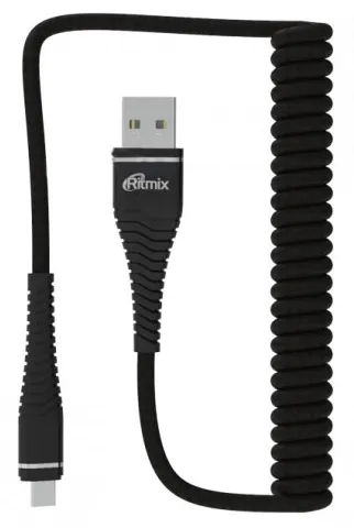 Кабель USB Type A-micro USB Ritmix RCC-414 Black Spring
