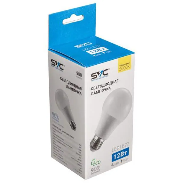 LED Лампа SVC LED A60-12W-E27-3000K