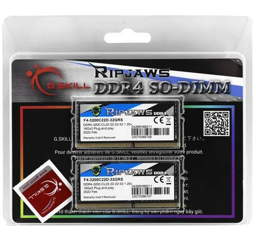 Оперативная память для ноутбука 32 GB kit G.Skill RipJaws F4-3200C22D-32GRS