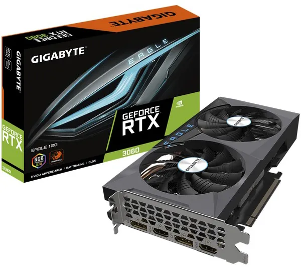 Видеокарта 12Gb Gigabyte RTX3060 EAGLE GV-N3060EAGLE-12GD 2.0