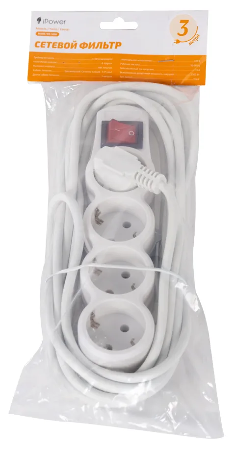 Сетевой фильтр iPower Home W4-30M 3м