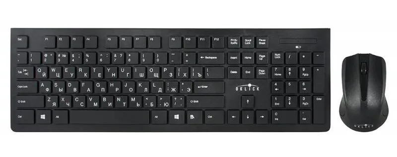 Клавиатура + мышь беспроводная Oklick 250M черный Slim