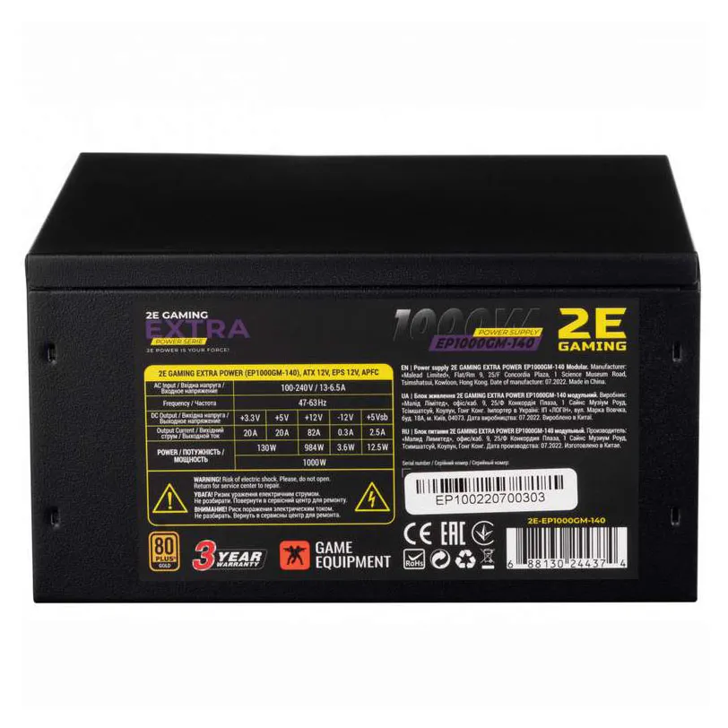 Блок питания 1000W 2E GAMING EXTRA POWER 2E-EP1000GM-140