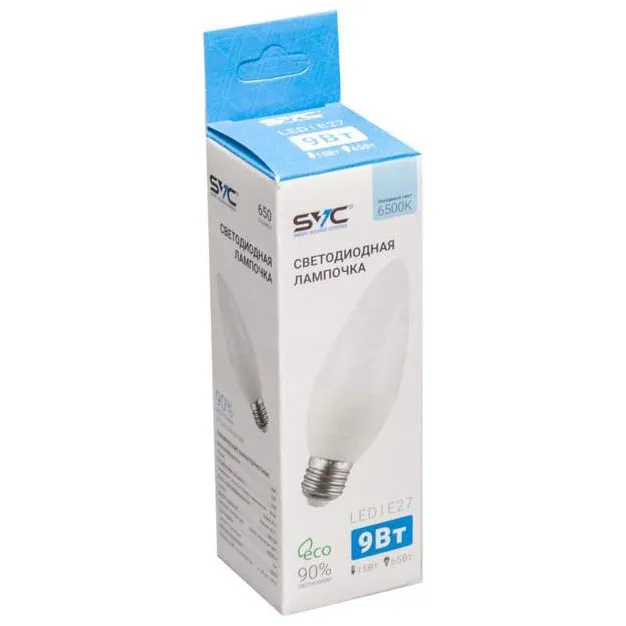 LED Лампа SVC LED C35-9W-E27-6500K