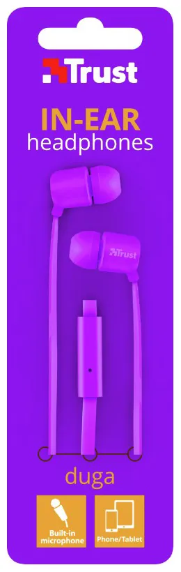 Наушники Trust Duga In-Ear Пурпурный-неон