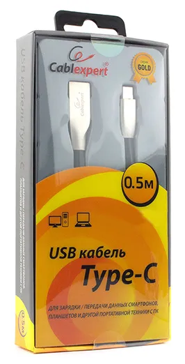 Кабель USB Type A-C Cablexpert CC-G-USBC01Bk-0.5M