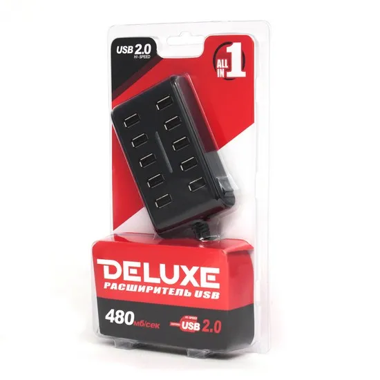 Расширитель USB Deluxe DUH10001BK Чёрный