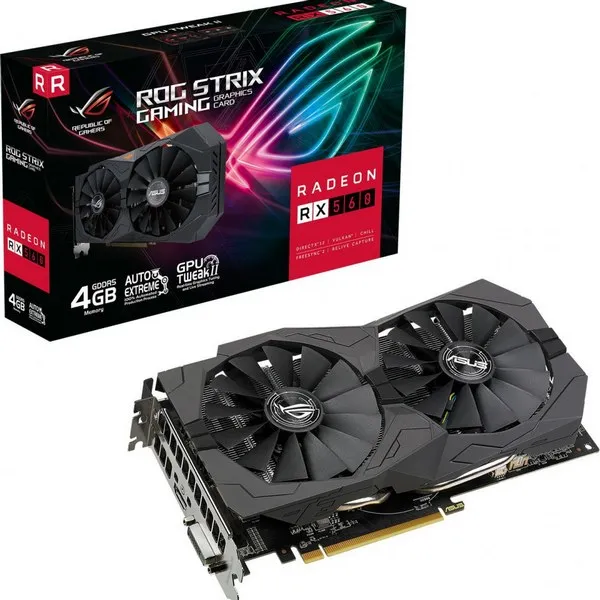 Видеокарта ASUS AMD Radeon RX 560 4GB GDDR5 128-bit HDMI DVI HDCP ROG-STRIX-RX560-4G-V2-GAMING