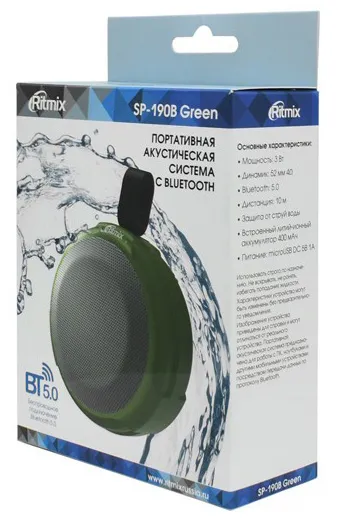 Bluetooth колонка Ritmix SP-190B green