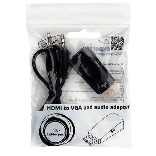 Конвертер Cablexpert A-HDMI-VGA-02 black HDMI m - D-Sub (VGA) f