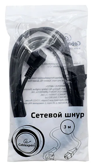 Кабель питания, Cablexpert PC-186-10, 3м, Черный
